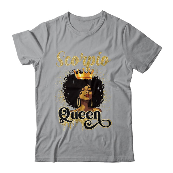 Scorpio Queen Birthday Afro Girls Black Zodiac Birthday Classic T Shirt Sport Grey 600x.jpg