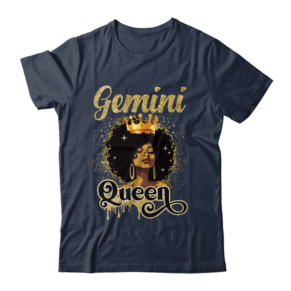 Gemini Queen Birthday Afro Girls Black Zodiac Birthday Classic T Shirt Navy 600x 1.jpg