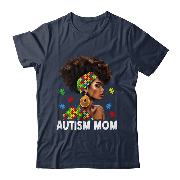 African Black Autism Mom Afro Mother Autism Awareness Mama Classic T Shirt Navy 600x.jpg