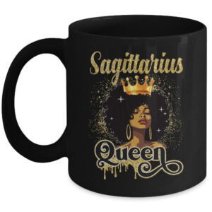 Sagittarius Queen Birthday Afro Girls Black Zodiac Birthday Mug 11oz Mug Black front 600x.jpg