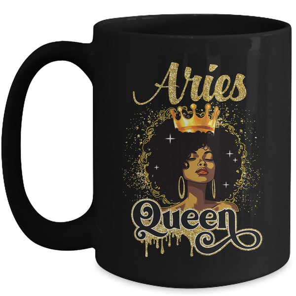 Aries Queen Birthday Afro Girls Black Zodiac Birthday Mug 15oz Mug Black front 600x 1.jpg