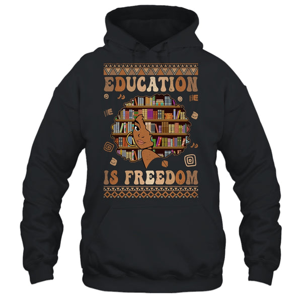 Black History Month Education Is Freedom Teacher Women Pullover Hoodie Black 600x.jpg