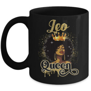 Leo Queen Birthday Afro Girls Black Zodiac Birthday Mug 11oz Mug Black front 600x 1.jpg