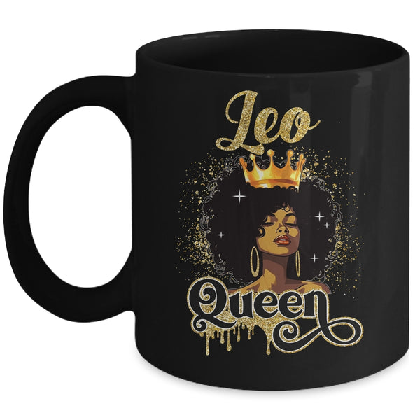 Leo Queen Birthday Afro Girls Black Zodiac Birthday Mug 11oz Mug Black front 600x 1.jpg