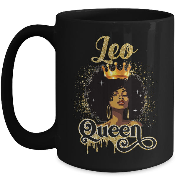 Leo Queen Birthday Afro Girls Black Zodiac Birthday Mug 15oz Mug Black front 600x 1.jpg