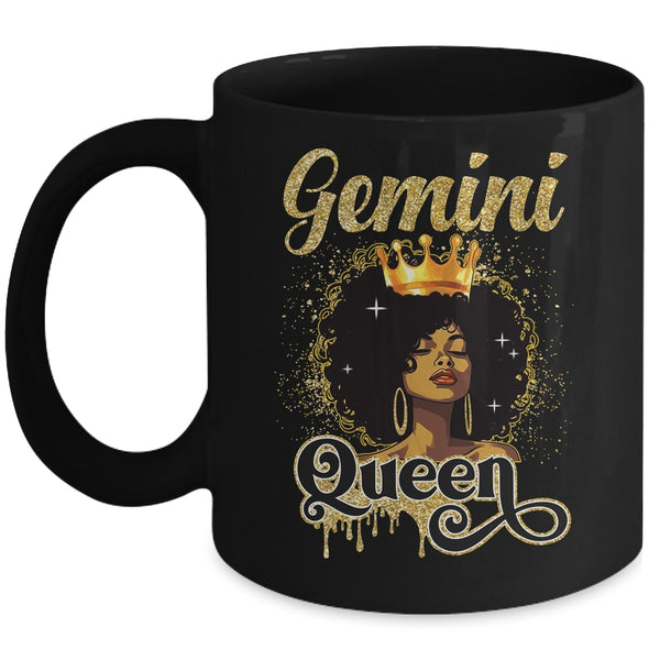 Gemini Queen Birthday Afro Girls Black Zodiac Birthday Mug 11oz Mug Black front 600x 1.jpg