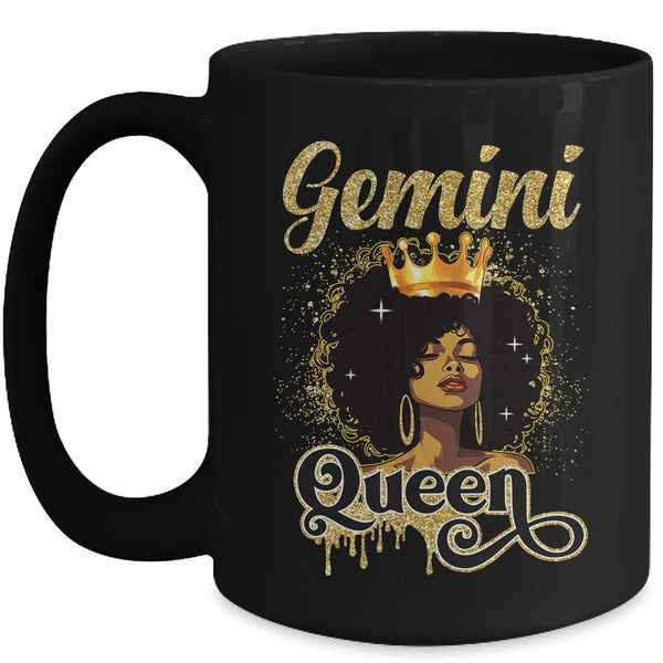 Gemini Queen Birthday Afro Girls Black Zodiac Birthday Mug 15oz Mug Black front 600x 1.jpg