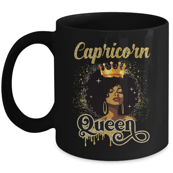 Capricorn Queen Birthday Afro Girls Black Zodiac Birthday Mug 11oz Mug Black front 600x 1.jpg