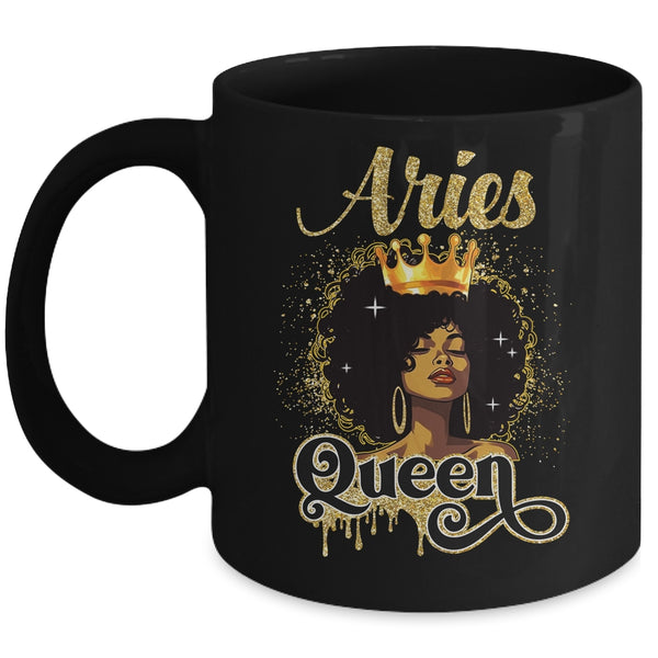 Aries Queen Birthday Afro Girls Black Zodiac Birthday Mug 11oz Mug Black front 600x 2.jpg