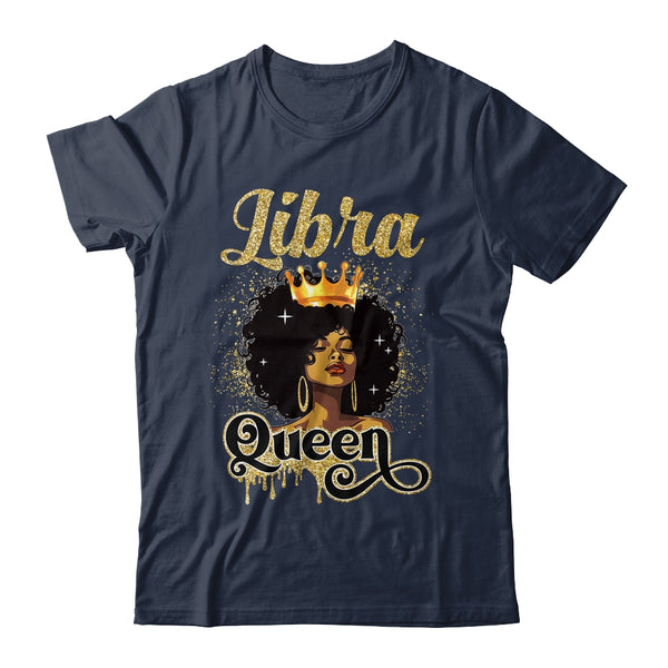 Libra Queen Birthday Afro Girls Black Zodiac Birthday Classic T Shirt Navy 600x 2.jpg