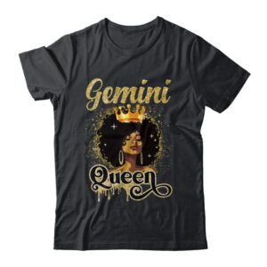 Gemini Queen Birthday Afro Girls Black Zodiac Birthday Classic T Shirt Black 600x 2.jpg