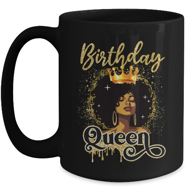 Melanin Queen Birthday Afro Black Girls African American Mug 15oz Mug Black front 600x 1.jpg