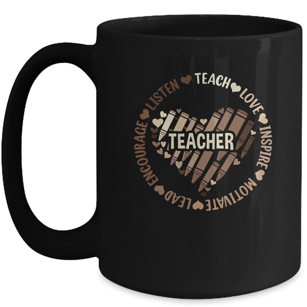 Afro African Black History Month Melanin Teacher Mug 15oz Mug Black front 600x.jpg