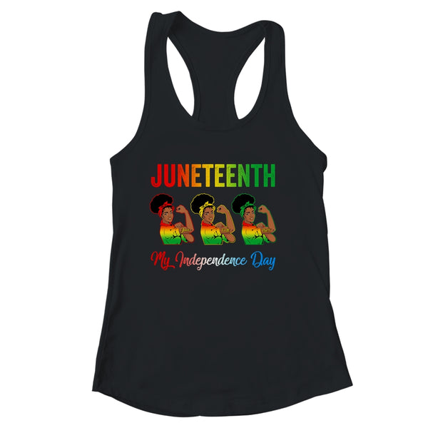 Black Women Free Juneteenth Is My Independence Day Women s Ideal Racerback Tank Black 600x 1.jpg