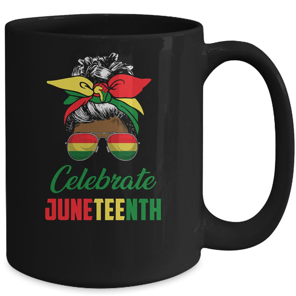 Celebrate Juneteenth Messy Bun Black Women Melanin Pride Mug 15oz Mug Black back 600x 1.jpg