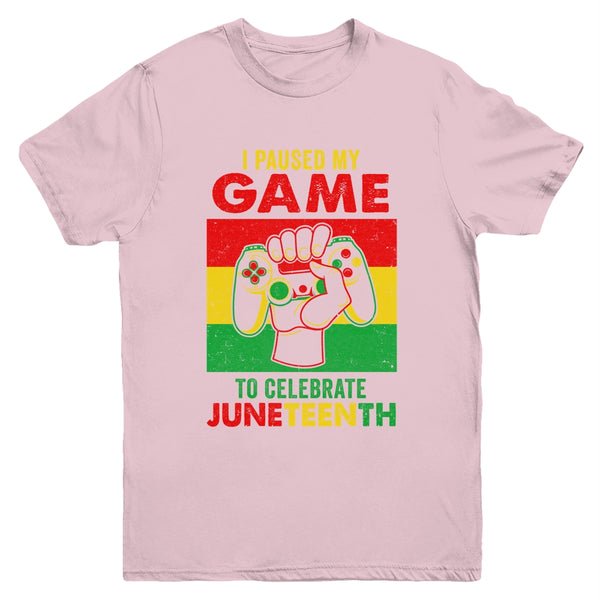 Funny I Paused My Game To Celebrate Juneteenth Black Gamers Youth Youth T Shirt Light Pink 600x 1.jpg