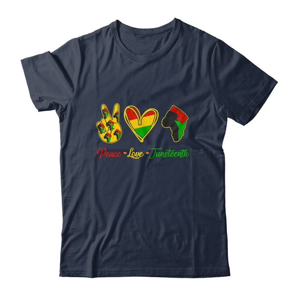 Peace Love Juneteenth Pride Black Girl Black Queen King Classic T Shirt Navy 600x.jpg