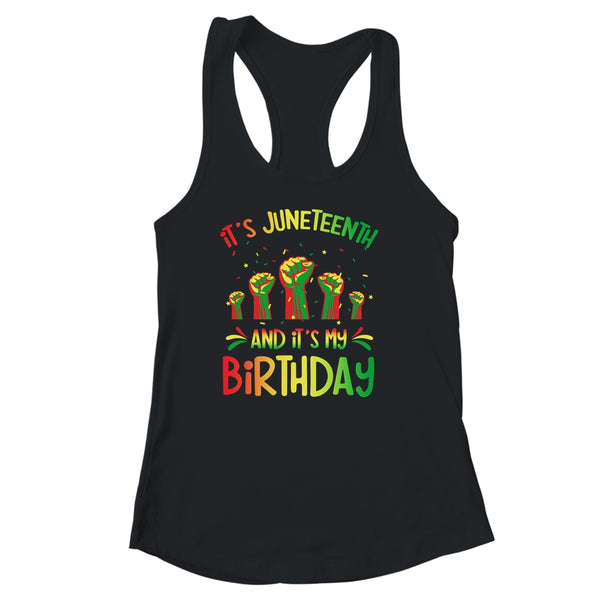 Its Juneteenth And My Birthday African Black Juneteenth Women s Ideal Racerback Tank Black 600x 1.jpg