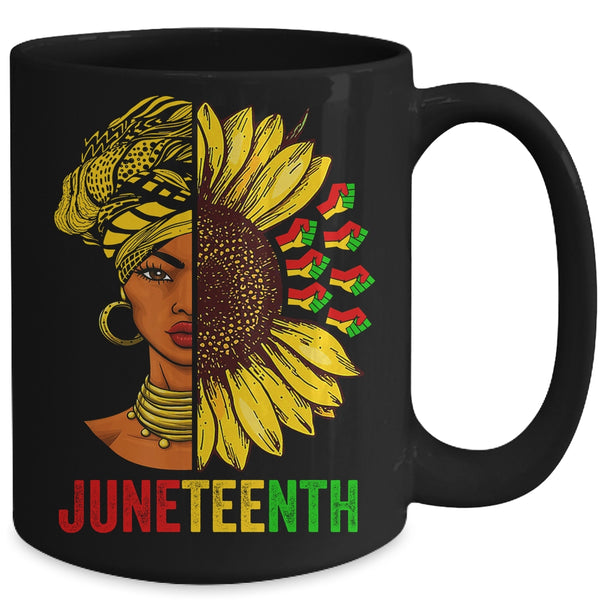 Juneteenth Black History African American Women Sunflower Mug 15oz Mug Black back 600x.jpg