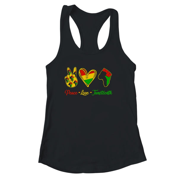Peace Love Juneteenth Pride Black Girl Black Queen King Women s Ideal Racerback Tank Black 600x 1.jpg