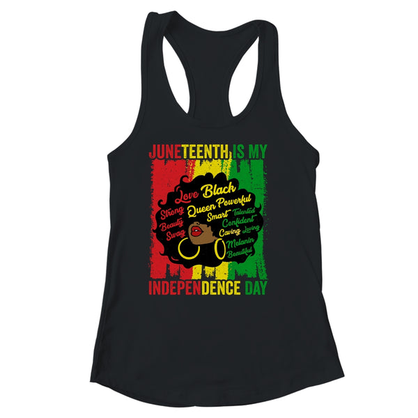 Juneteenth Is My Independence Day Black Women Women s Ideal Racerback Tank Black 600x 1.jpg