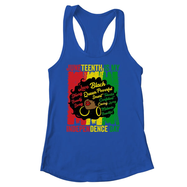 Juneteenth Is My Independence Day Black Women Women s Ideal Racerback Tank Royal 600x 1.jpg