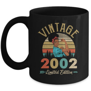 Vintage 2002 20th Birthday Afro Black Woman 20 Years Old Mug 11oz Mug Black front 600x.jpg