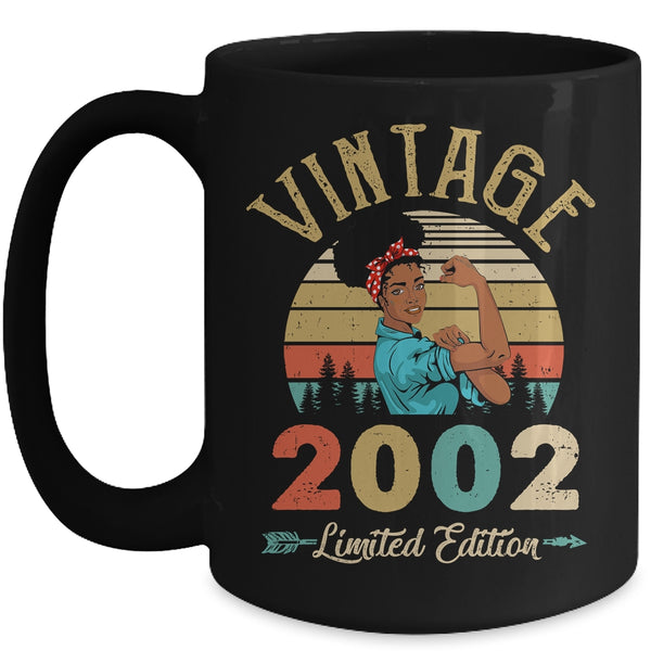 Vintage 2002 20th Birthday Afro Black Woman 20 Years Old Mug 15oz Mug Black front 600x.jpg