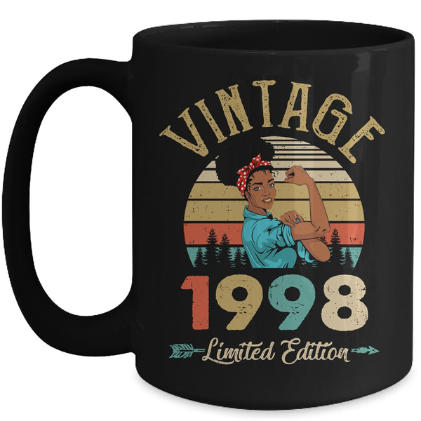 Vintage 1998 24th Birthday Afro Black Woman 24 Years Old Mug 15oz Mug Black front 600x.jpg