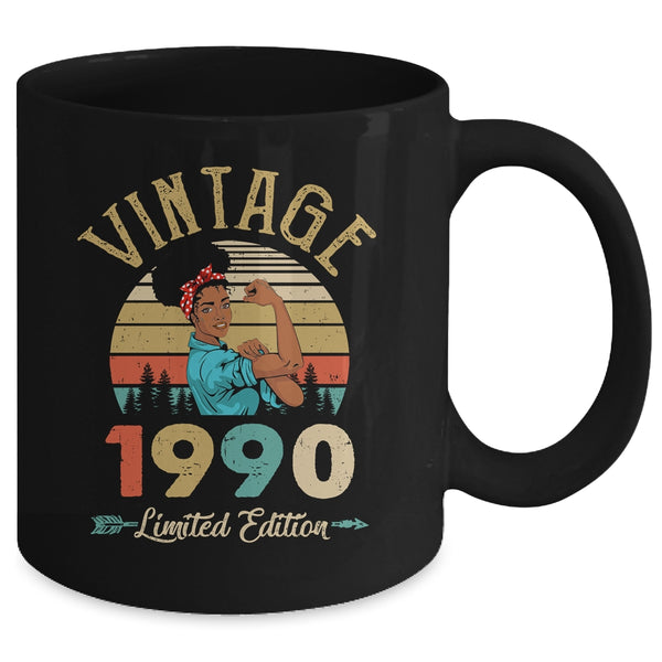 Vintage 1990 32th Birthday Afro Black Woman 32 Years Old Mug 11oz Mug Black back 600x.jpg