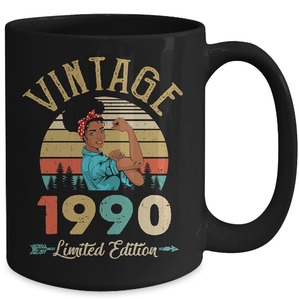 Vintage 1990 32th Birthday Afro Black Woman 32 Years Old Mug 15oz Mug Black back 600x.jpg