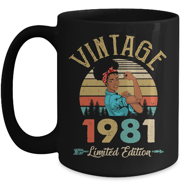 Vintage 1981 41th Birthday Afro Black Woman 41 Years Old Mug 15oz Mug Black front 600x.jpg