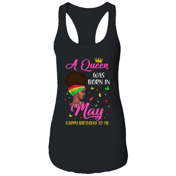 Queen Was Born In May Birthday Girl Black Women African Women s Ideal Racerback Tank Black 600x.jpg
