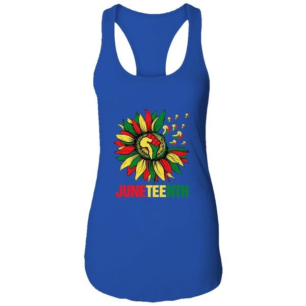 Sunflower Fist Juneteenth Black History African American Women s Ideal Racerback Tank Royal 600x.jpg