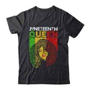 Juneteenth Queen Afro Melanin Black Girl Magic Women Girls Classic T Shirt Black 600x.jpg