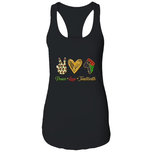 Peace Love Juneteenth Black Pride Freedom Independence Day Women s Ideal Racerback Tank Black 600x.jpg