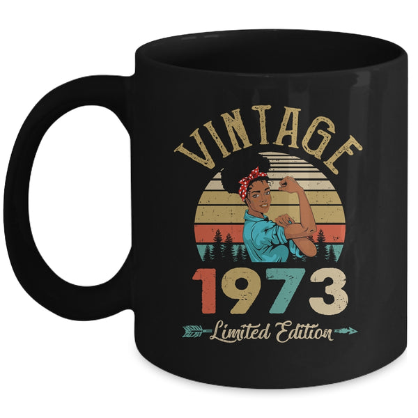 Vintage 1973 49th Birthday Afro Black Woman 49 Years Old Mug 11oz Mug Black front 600x.jpg