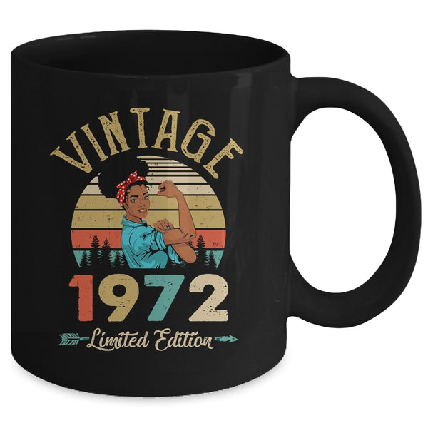 Vintage 1972 50th Birthday Afro Black Woman 50 Years Old Mug 11oz Mug Black back 600x.jpg