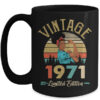 Vintage 1971 51th Birthday Afro Black Woman 51 Years Old Mug 15oz Mug Black front 600x.jpg