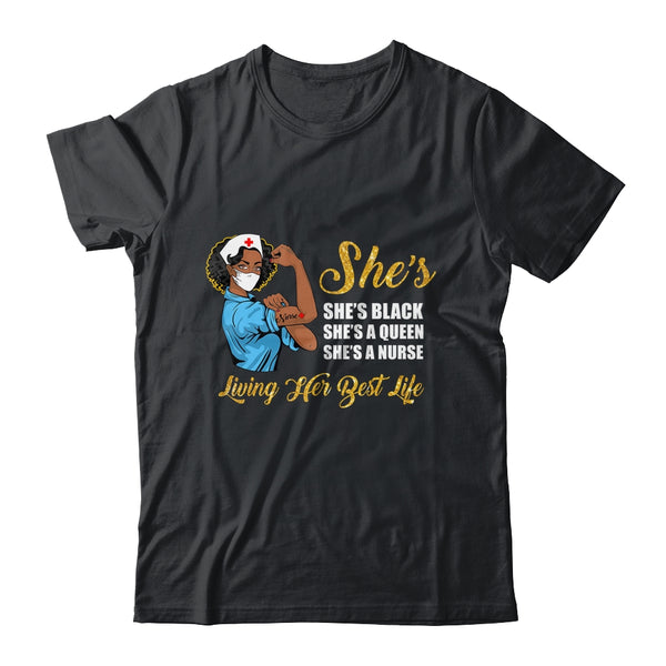 Shes Black That Queen Nurse Proud Black Nursing RN Classic T Shirt Black 600x.jpg