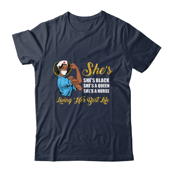Shes Black That Queen Nurse Proud Black Nursing RN Classic T Shirt Navy 600x.jpg