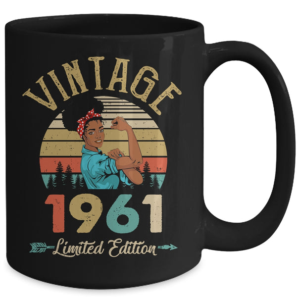 Vintage 1961 61th Birthday Afro Black Woman 61 Years Old Mug 15oz Mug Black back 600x.jpg