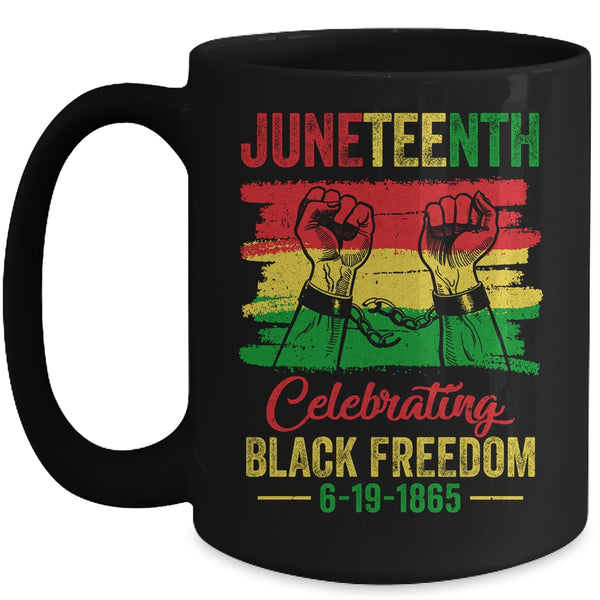 Juneteenth Celebrating Black African Freedom 1865 Flag Mug 15oz Mug Black 600x.jpg