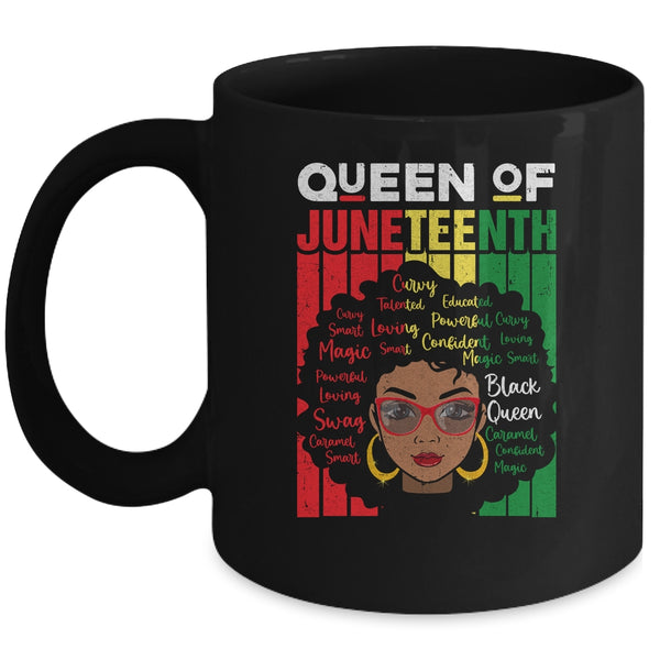 Queen Of Juneteenth Black Girl Magic Melanin Women Girls Mug 11oz Mug Black 600x.jpg