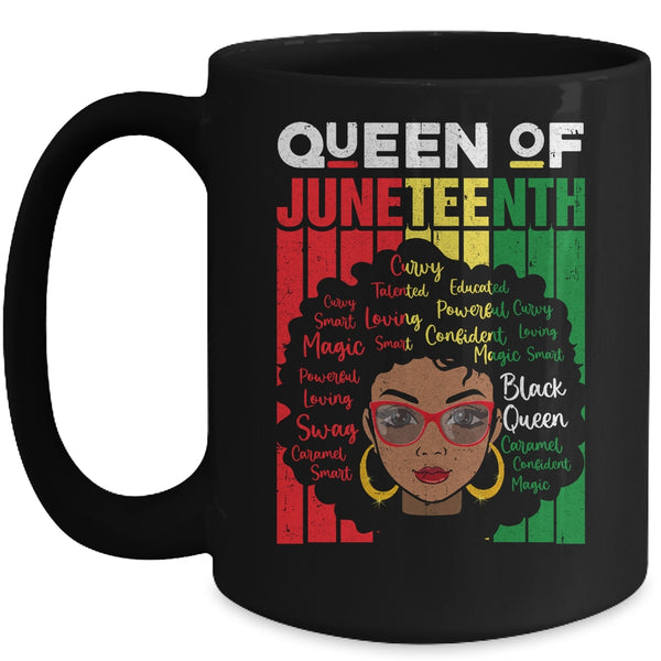 Queen Of Juneteenth Black Girl Magic Melanin Women Girls Mug 15oz Mug Black 600x.jpg