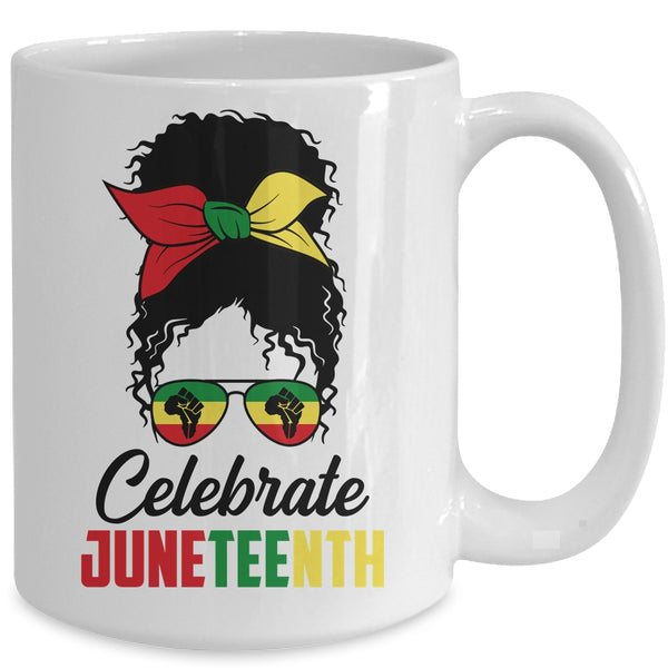 Black Women Messy Bun Hair Juneteenth Independence Day Mug 15oz Mug White c3408144 e18c 431f 8d8b 8175182e8278 600x.jpg