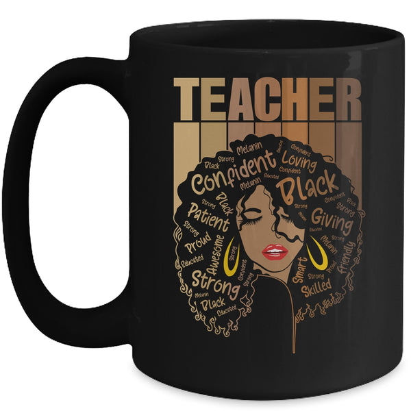 Black Woman Teacher Afro Retro Black History Month Mug 15oz Mug Black 600x.jpg