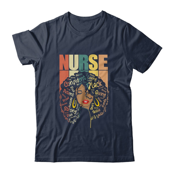 Black Woman Nurse Afro Retro Black History Month Classic T Shirt Navy 600x.jpg