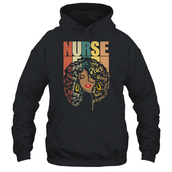 Black Woman Nurse Afro Retro Black History Month Pullover Hoodie Black 600x.jpg