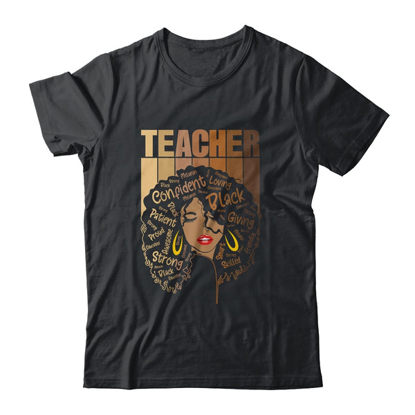 Black Woman Teacher Afro Retro Black History Month Classic T Shirt Black 600x.jpg